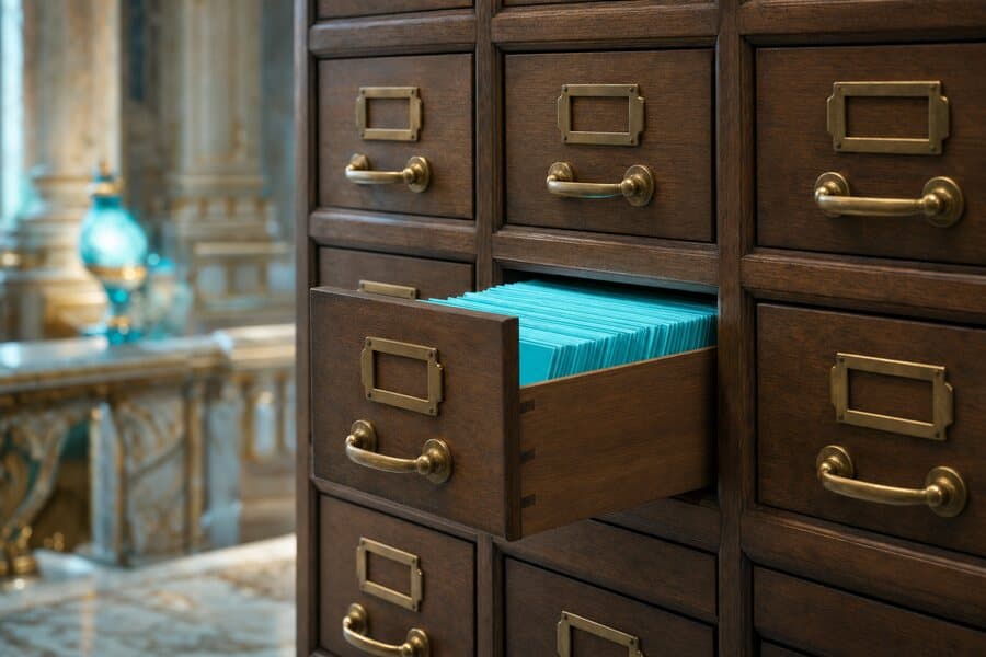 A card catalog — Libby keeps it organized